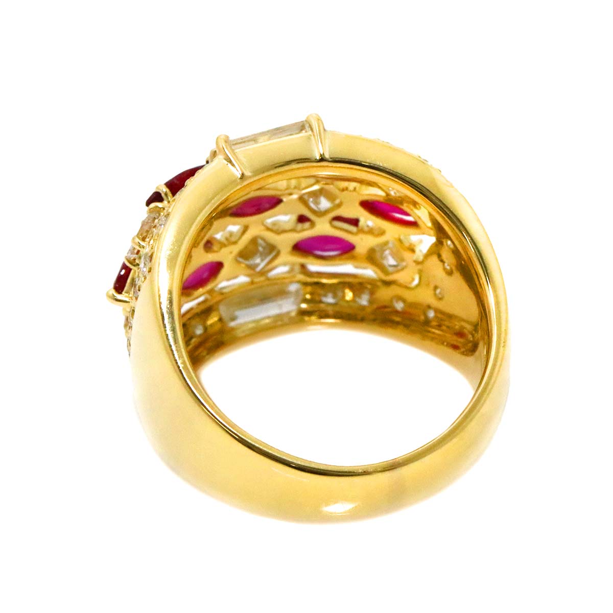 Ruby 1.76ct Diamond 2.23ct Ring 18K Yellow Gold 750 6.75 (US)