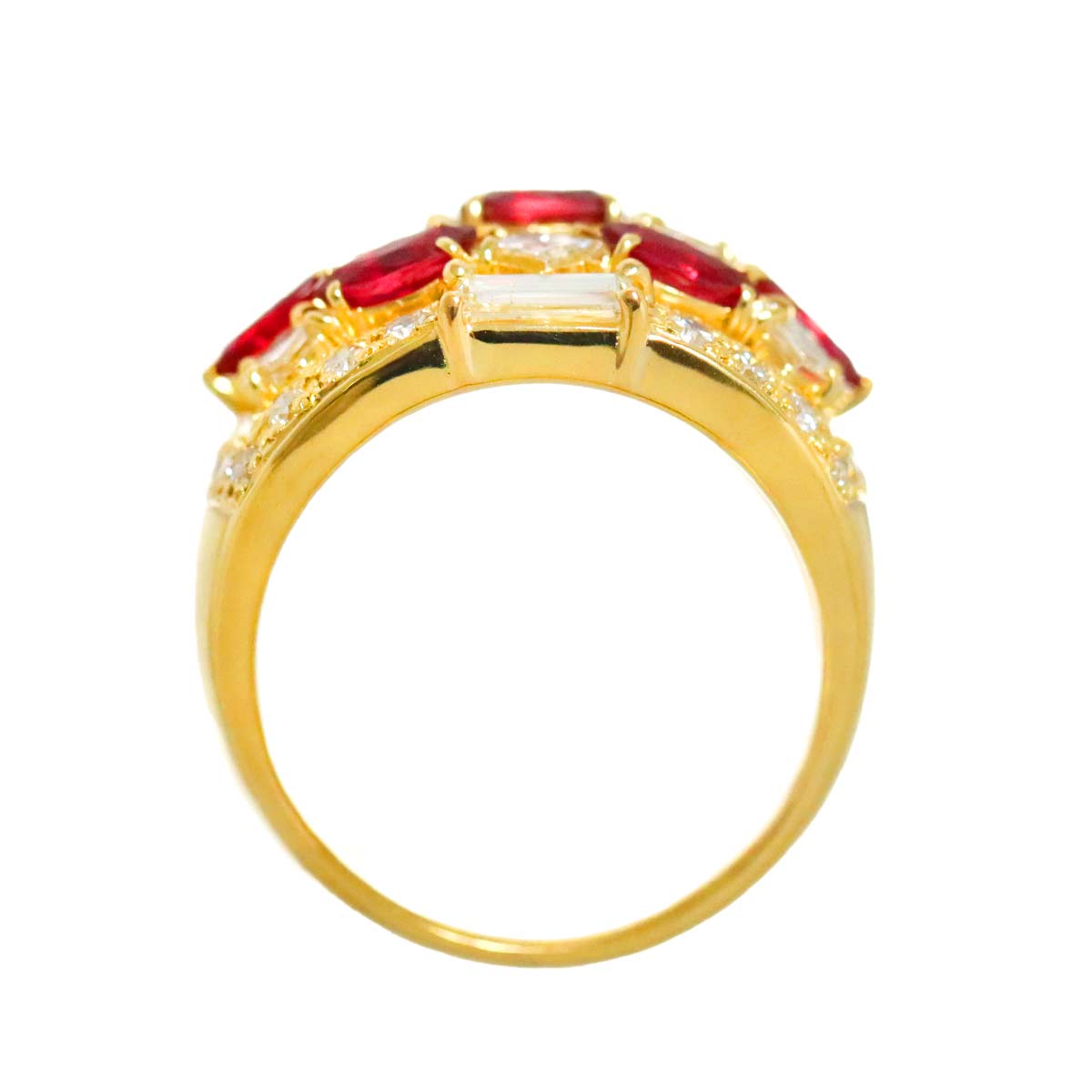 Ruby 1.76ct Diamond 2.23ct Ring 18K Yellow Gold 750 6.75 (US)