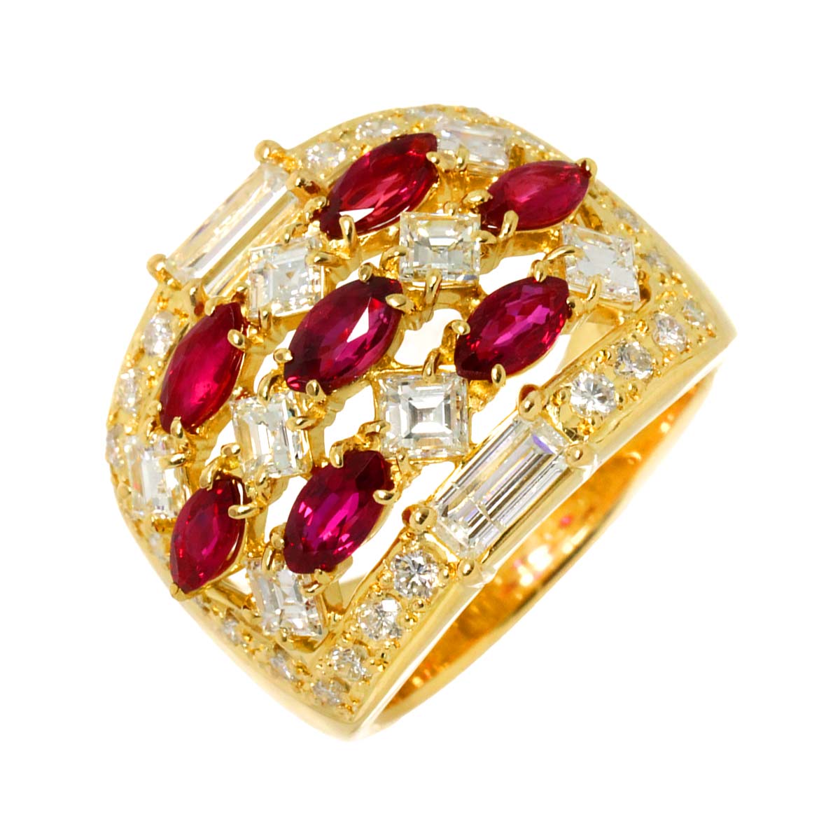 Ruby 1.76ct Diamond 2.23ct Ring 18K Yellow Gold 750 6.75 (US)