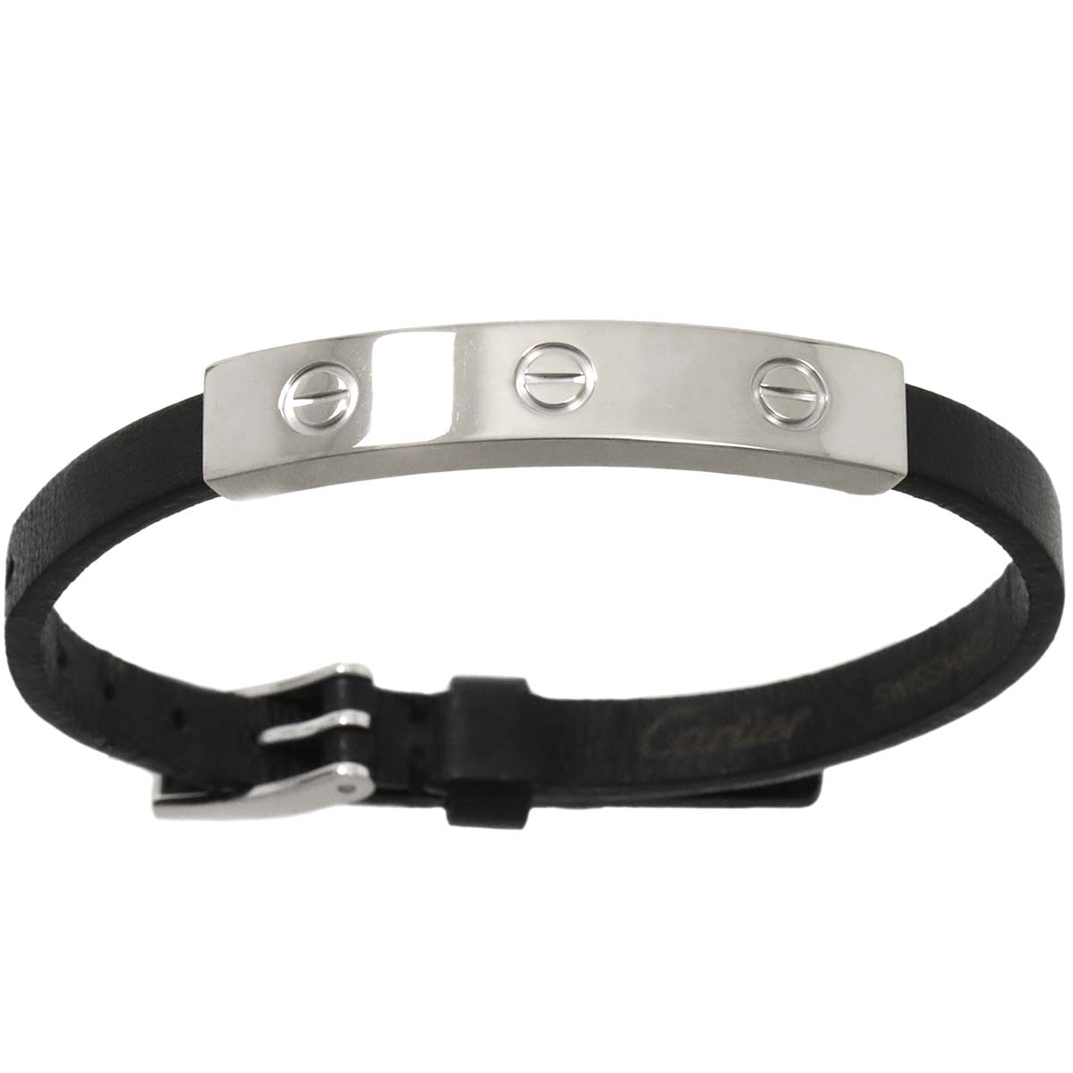 Love Leather Bracelet 18K White Gold 750