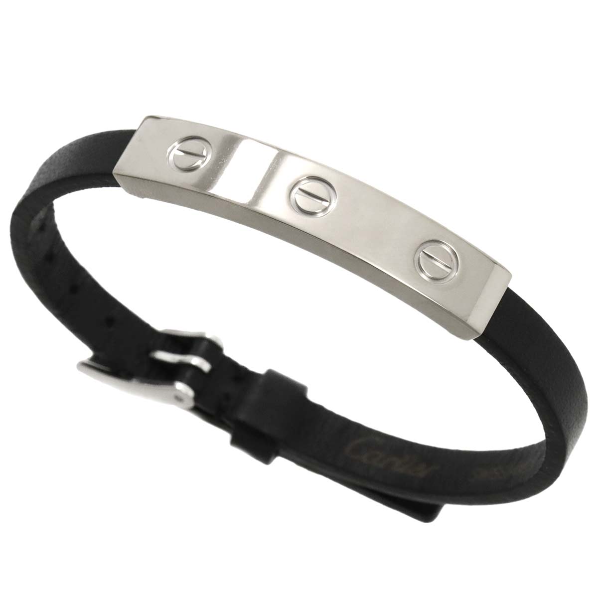 Love Leather Bracelet 18K White Gold 750