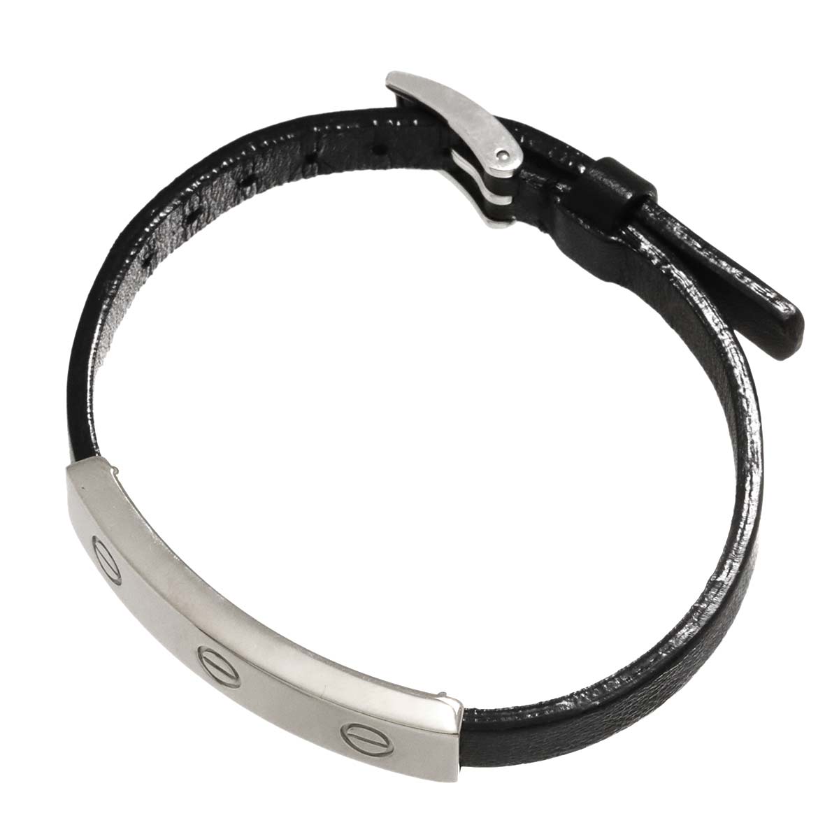 Love Leather Bracelet 18K White Gold 750