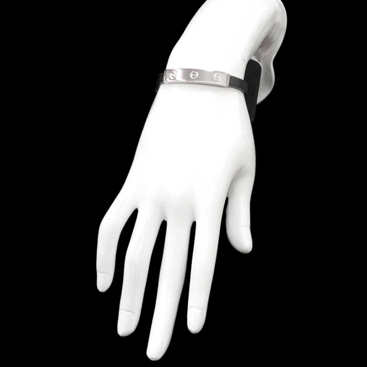 Love Leather Bracelet 18K White Gold 750