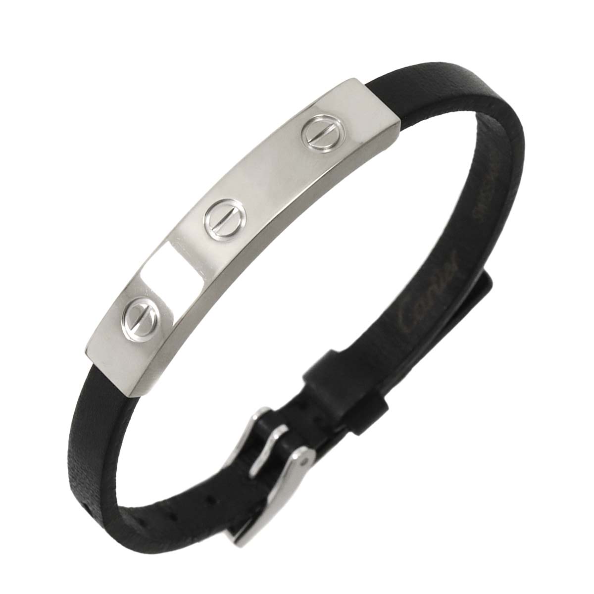 Love Leather Bracelet 18K White Gold 750