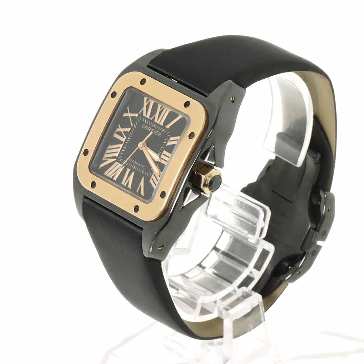 Santos 100 W2020007 Automatic K18PG Black Dial Boys Watch