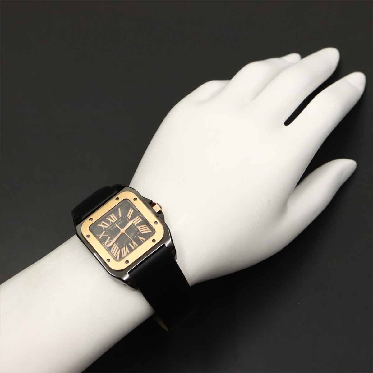 Santos 100 W2020007 Automatic K18PG Black Dial Boys Watch