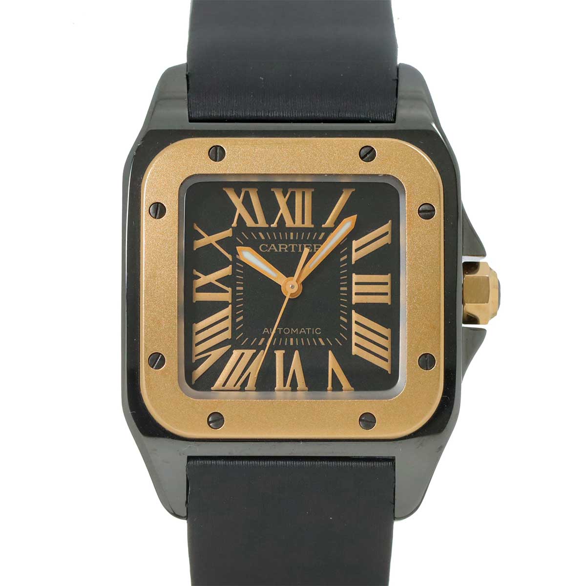 Santos 100 W2020007 Automatic K18PG Black Dial Boys Watch