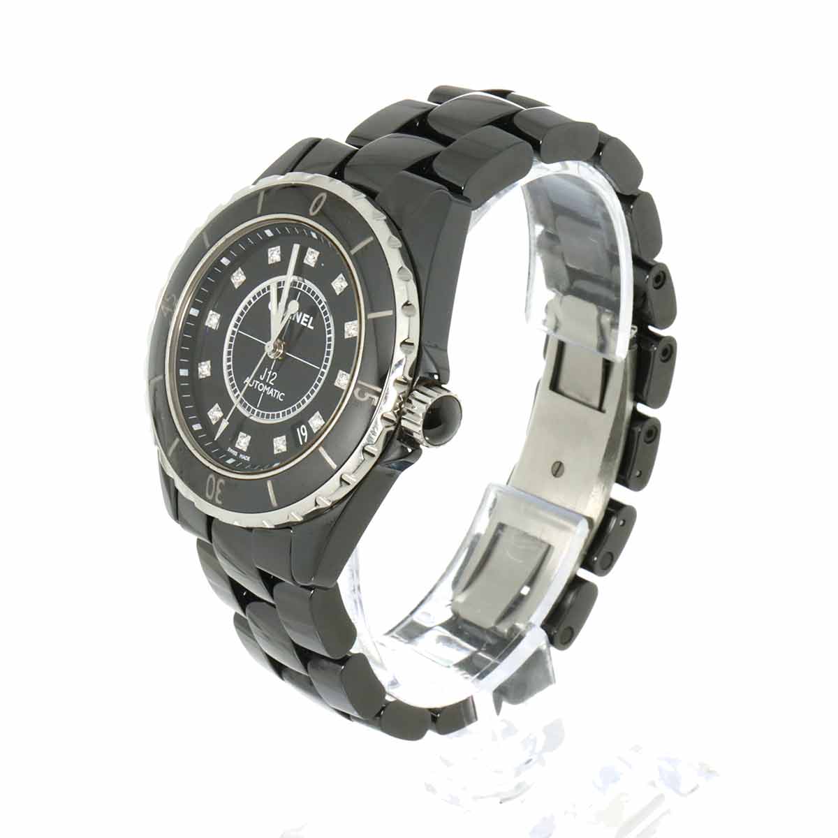 J12 H1626 38mm 12P Diamond Automatic Black Dial Mens Watch