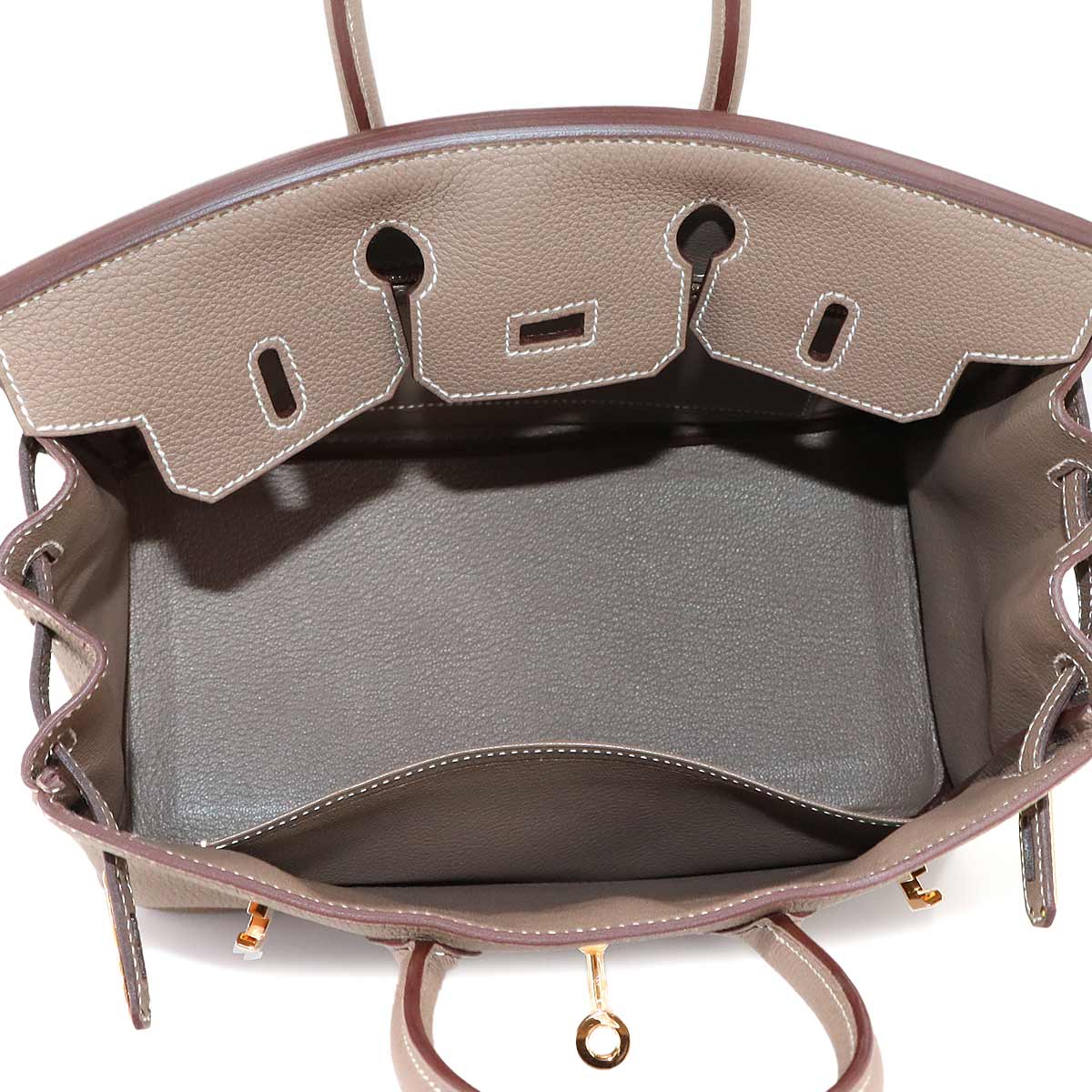 Birkin 25 Togo Leather Etoupe Hand Bag Purse