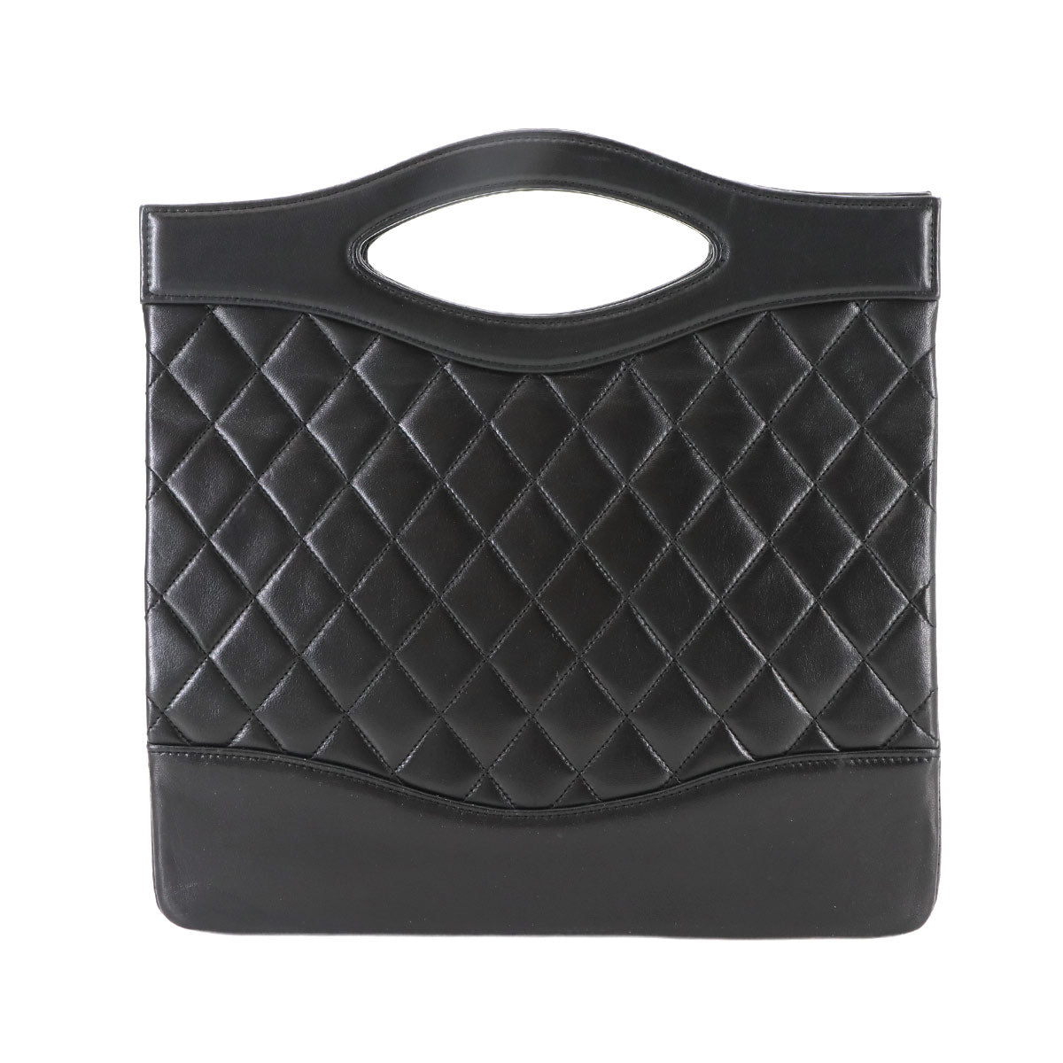 Matelasse 2way Hand Shoulder Bag Leather Black Vintage Purse