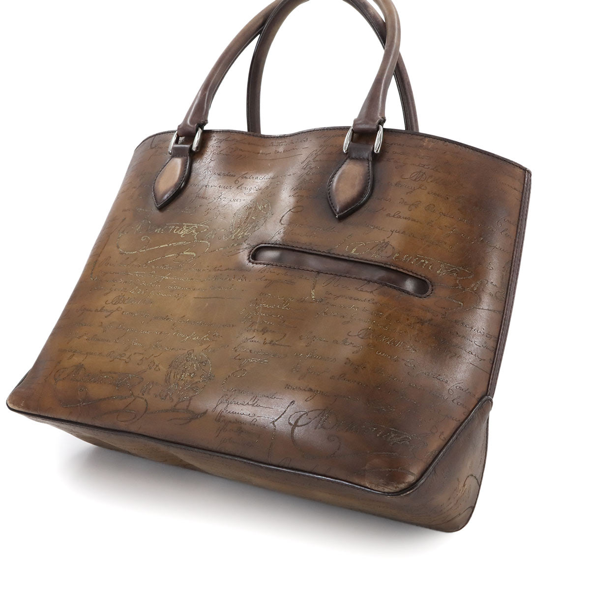 Berluti Calligraphy Toujours Tote Bag Venezia Leather Navy Purse