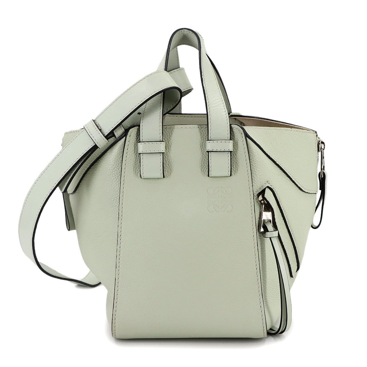 Compact Hammock 2way Hand Shoulder Bag Leather Mint Green