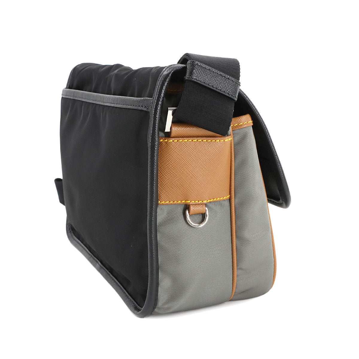 Shoulder Bag Nylon Saffiano Leather Black Gray Brown 2VD769 Purse