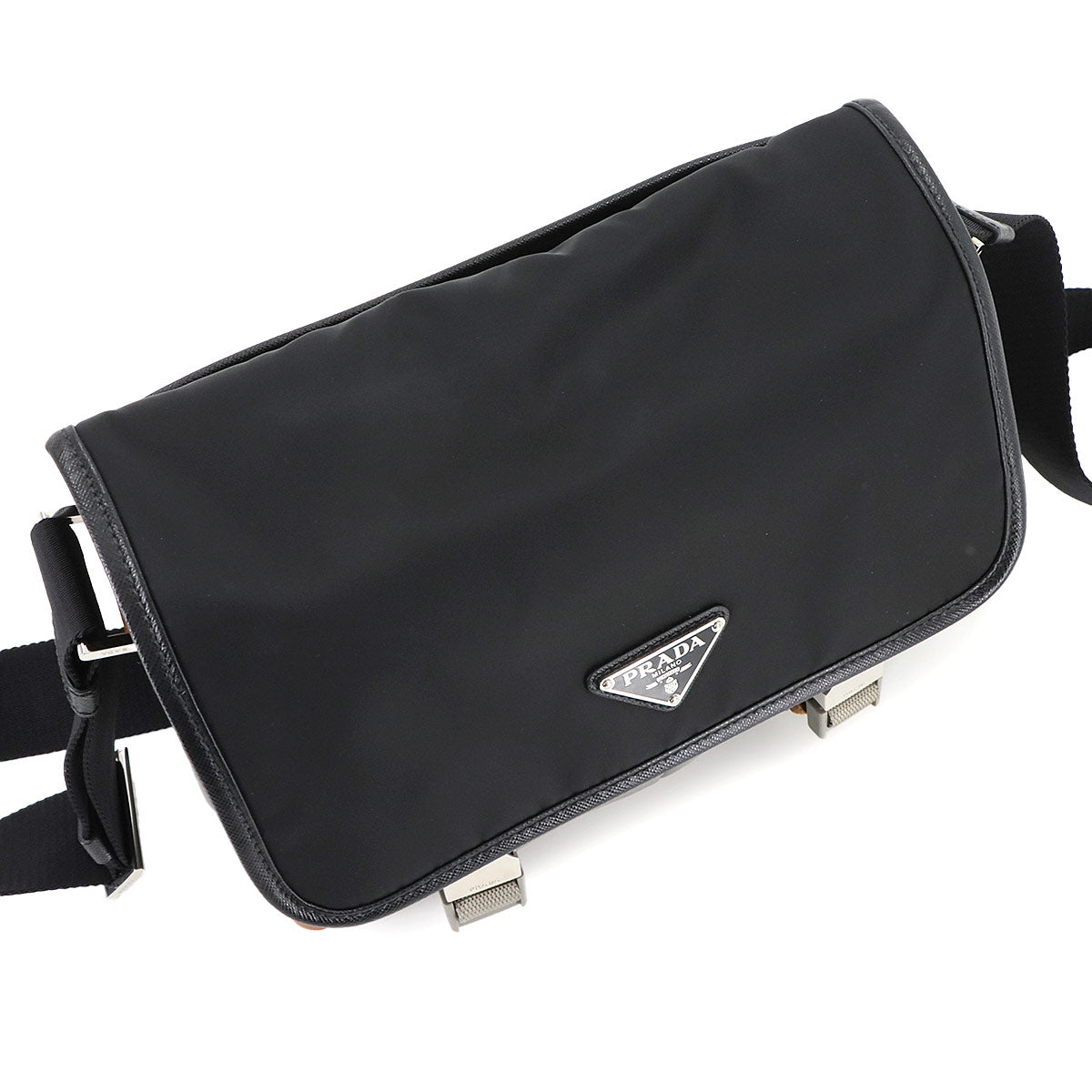 Shoulder Bag Nylon Saffiano Leather Black Gray Brown 2VD769 Purse