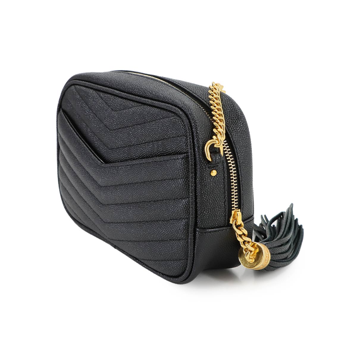 SAINT LAURENT Lou Mini Chain Shoulder Bag Leather Black 612579