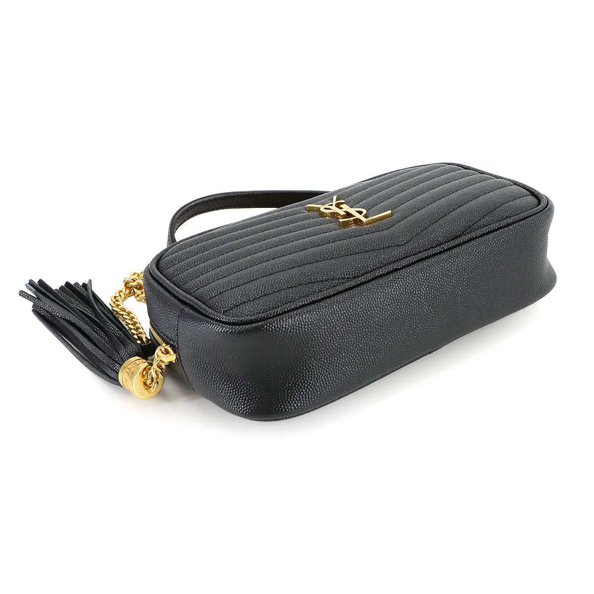 SAINT LAURENT Lou Mini Chain Shoulder Bag Leather Black 612579