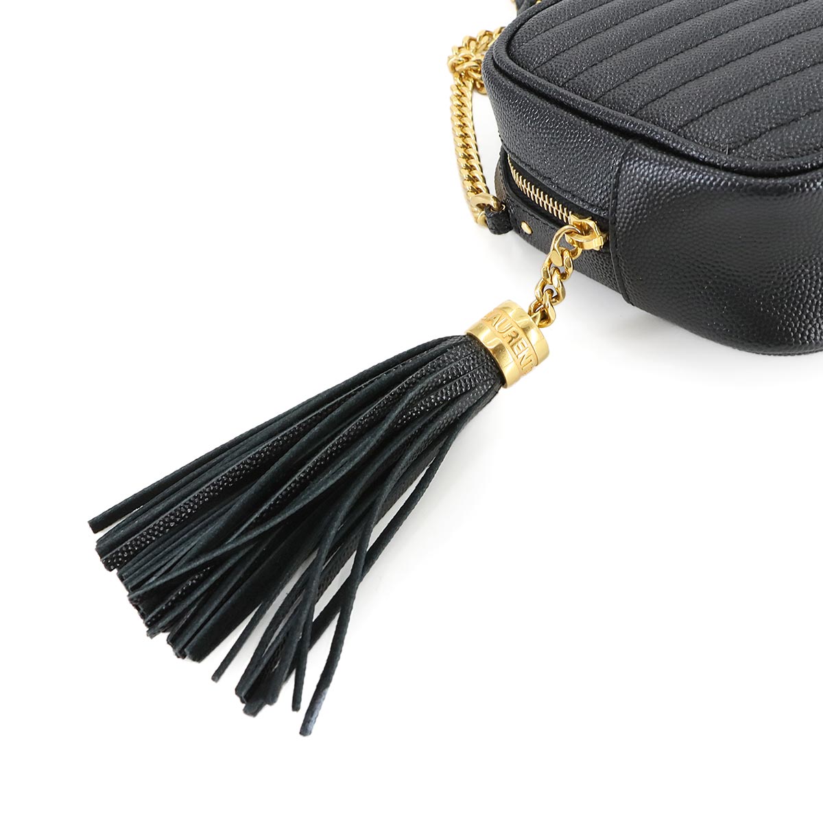 SAINT LAURENT Lou Mini Chain Shoulder Bag Leather Black 612579