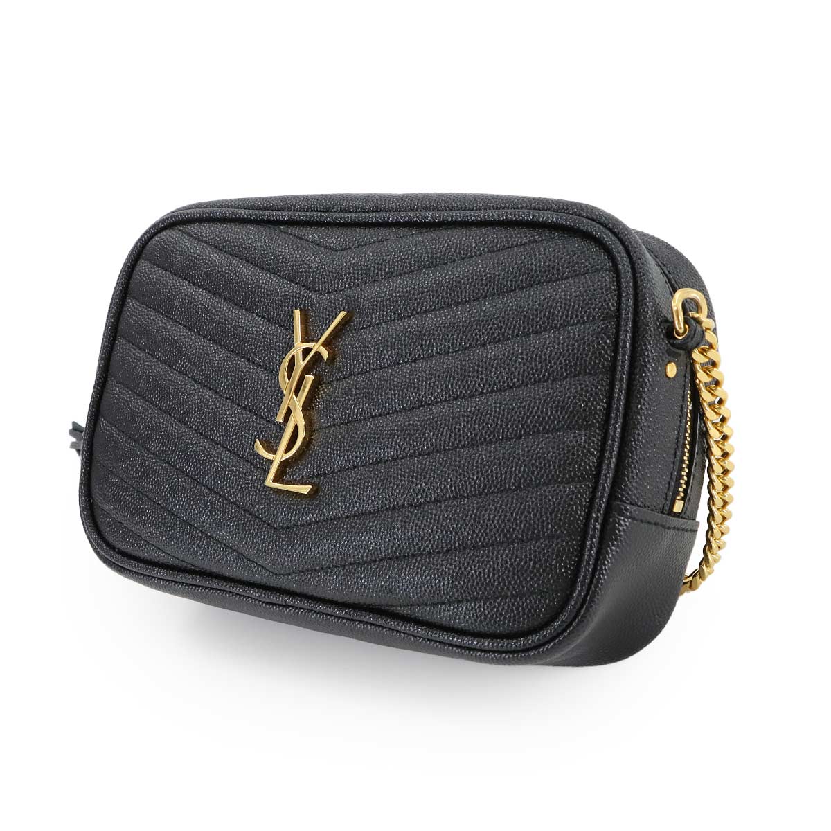 SAINT LAURENT Lou Mini Chain Shoulder Bag Leather Black 612579
