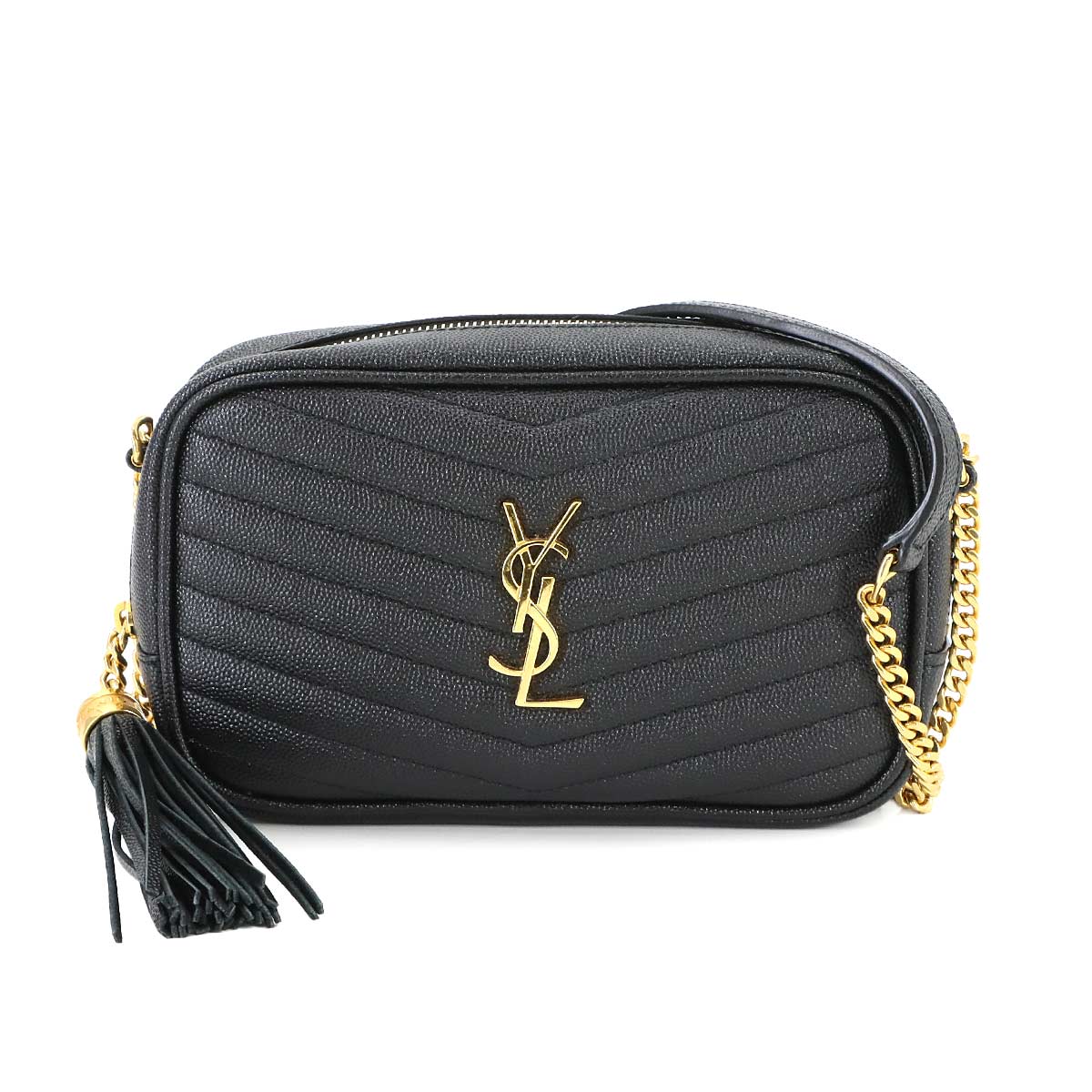 SAINT LAURENT Lou Mini Chain Shoulder Bag Leather Black 612579