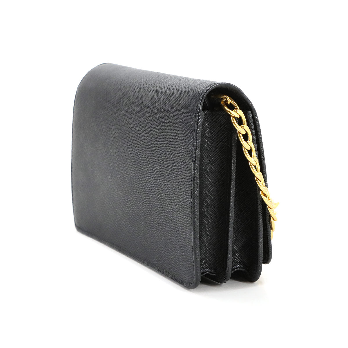 2way Shoulder Clutch Bag Saffiano Leather Black