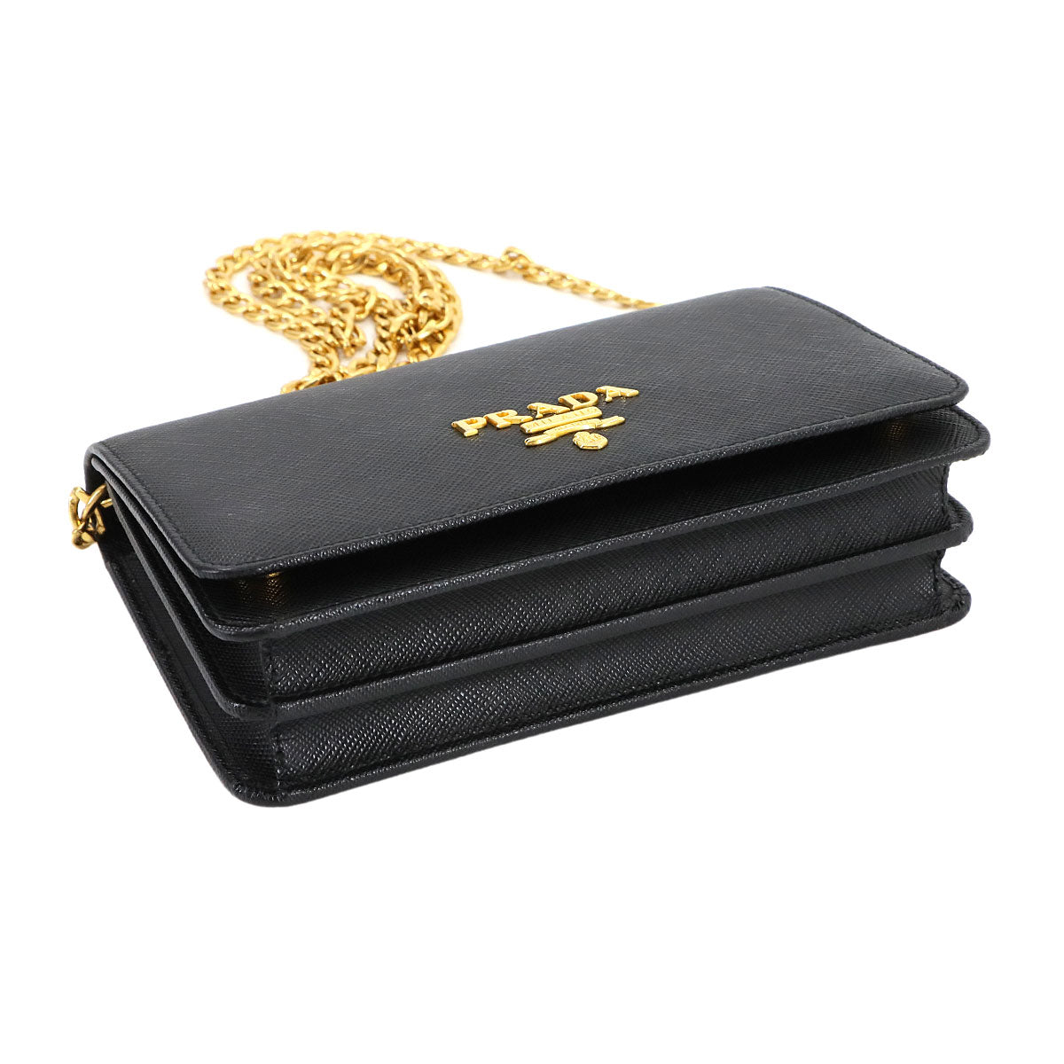 2way Shoulder Clutch Bag Saffiano Leather Black