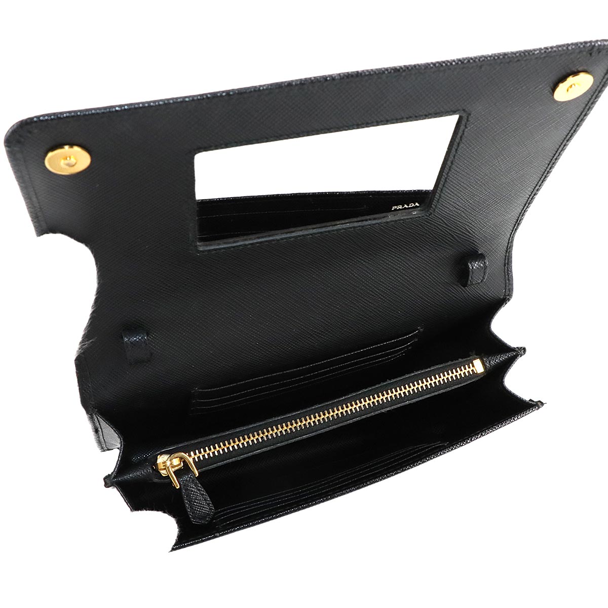 2way Shoulder Clutch Bag Saffiano Leather Black