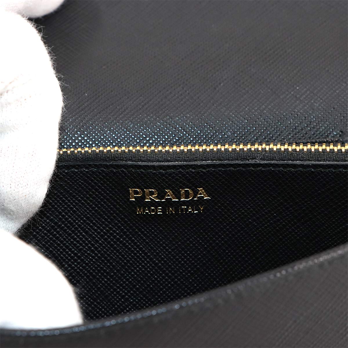 2way Shoulder Clutch Bag Saffiano Leather Black