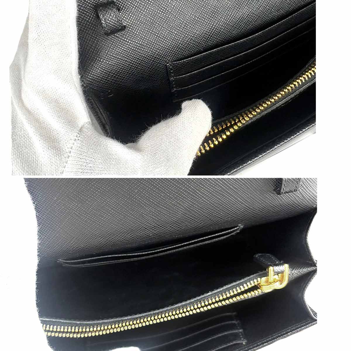 2way Shoulder Clutch Bag Saffiano Leather Black