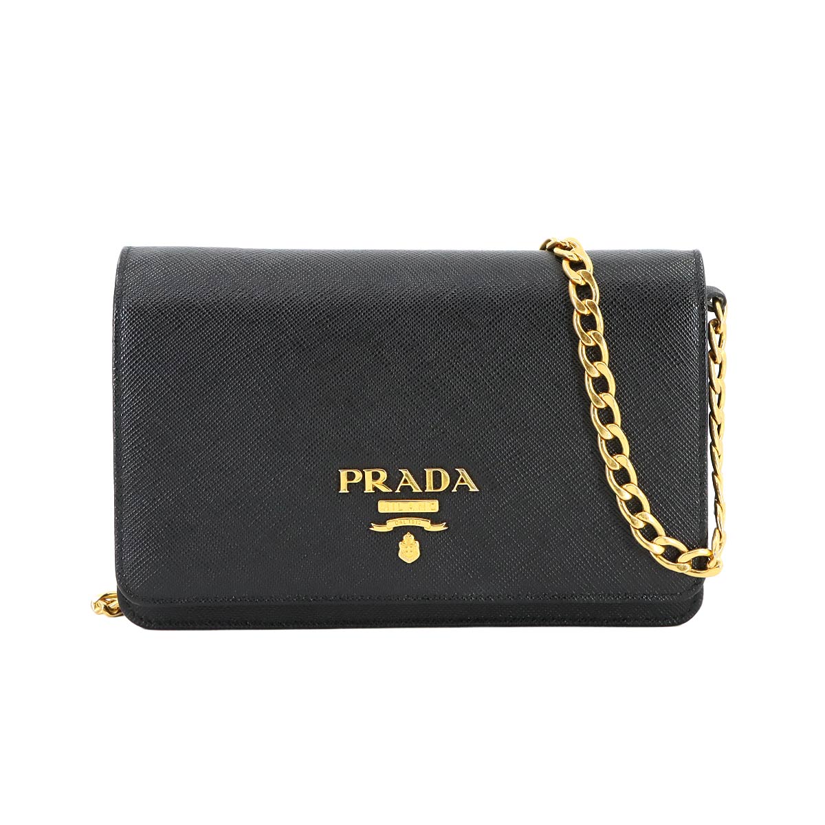 2way Shoulder Clutch Bag Saffiano Leather Black