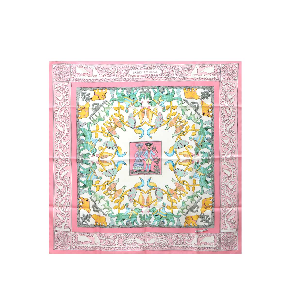 Carre 90 Scarf Early America Silk Pink