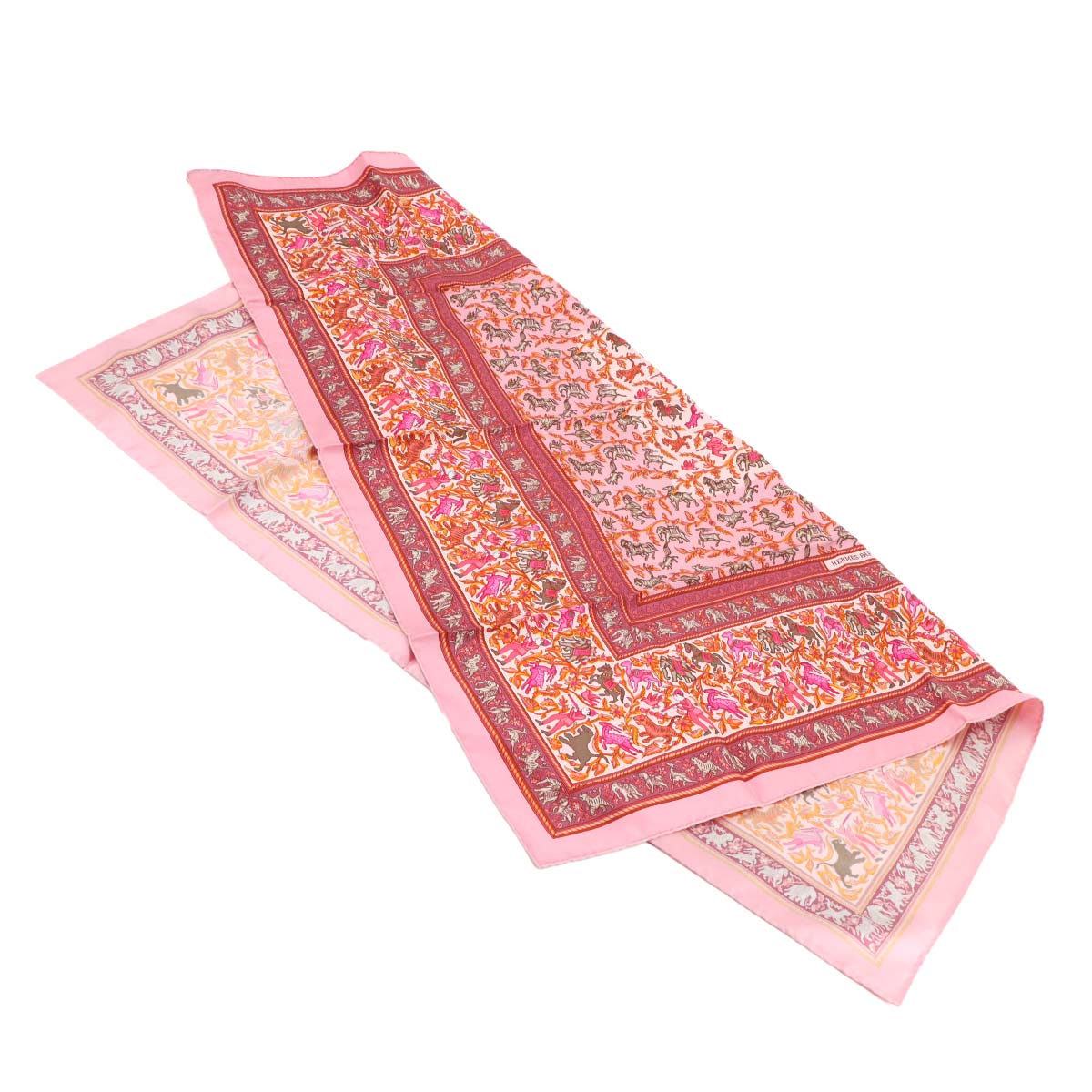 Carre 90 Scarf Chasse en inde Silk Rose Cuivre