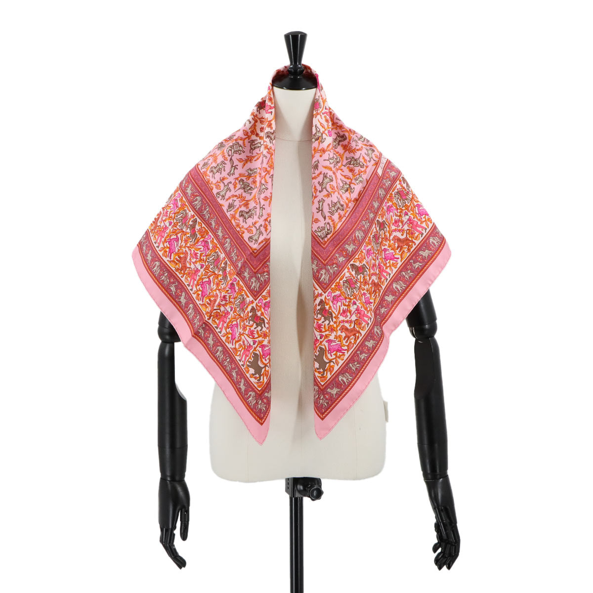 Carre 90 Scarf Chasse en inde Silk Rose Cuivre