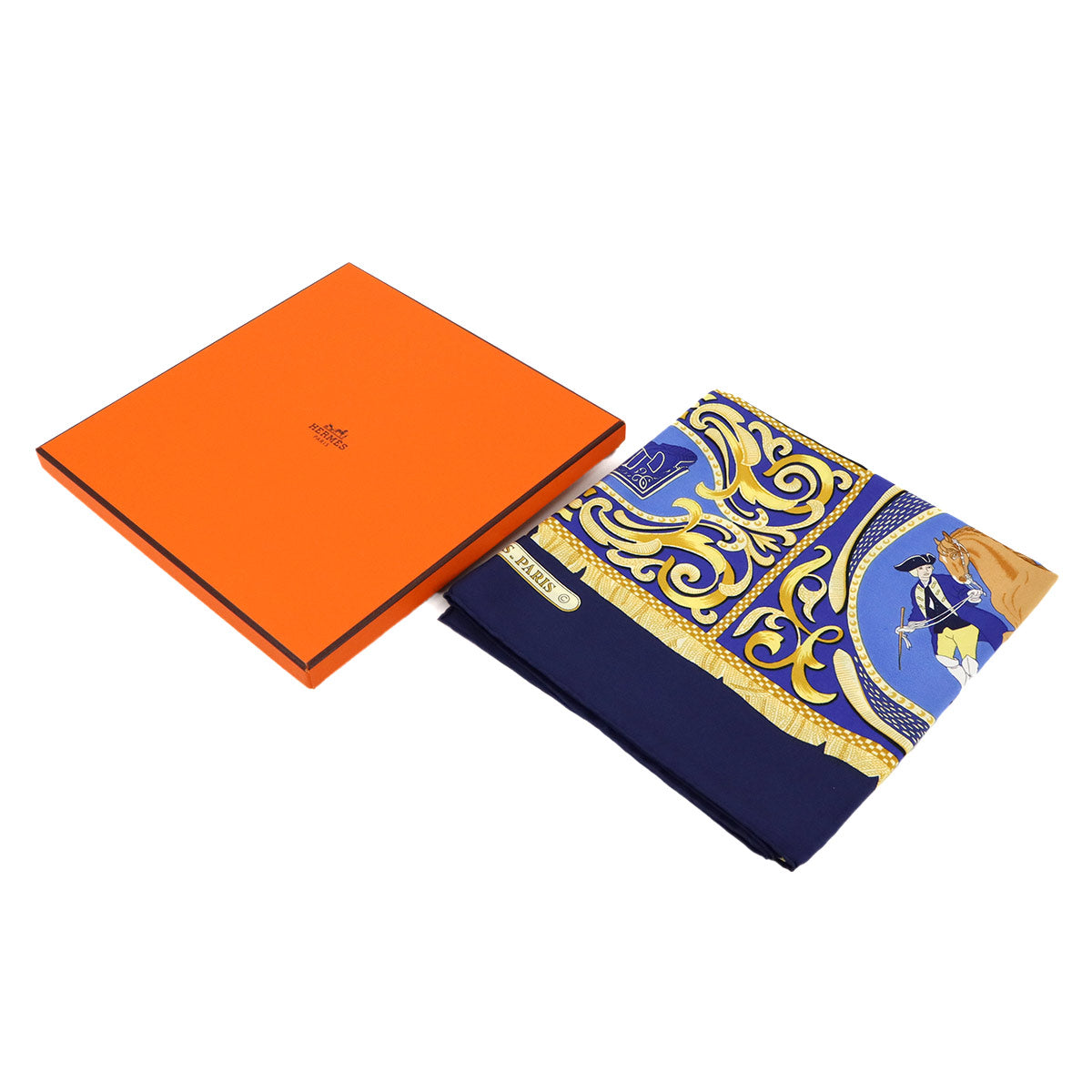Carre 90 Scarf La Presentation Silk Navy Yellow