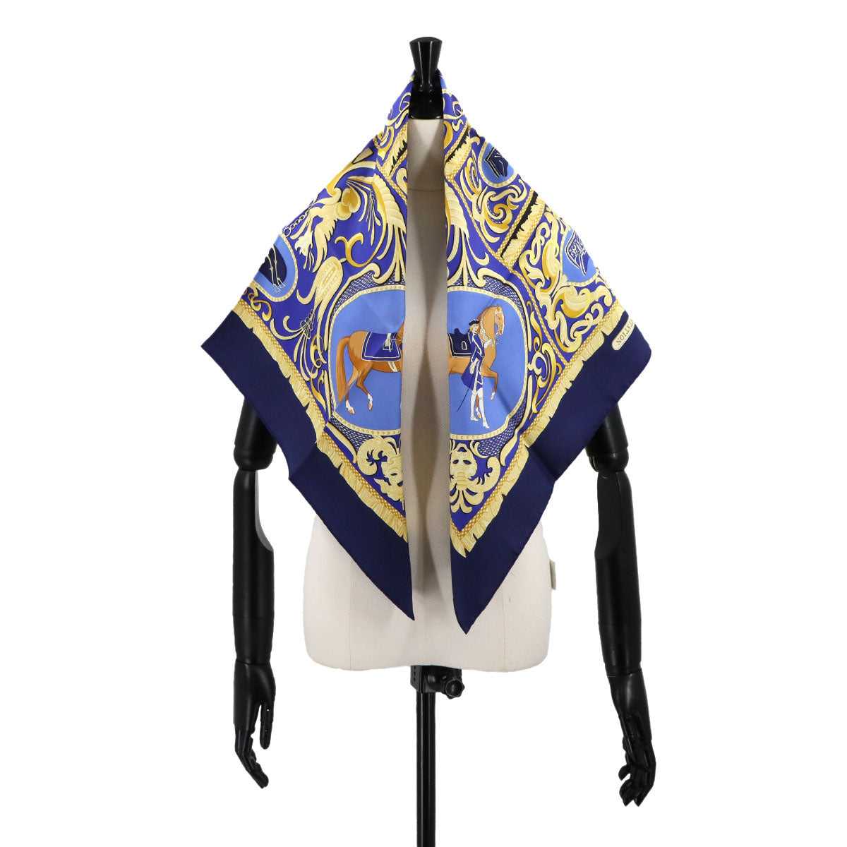 Carre 90 Scarf La Presentation Silk Navy Yellow