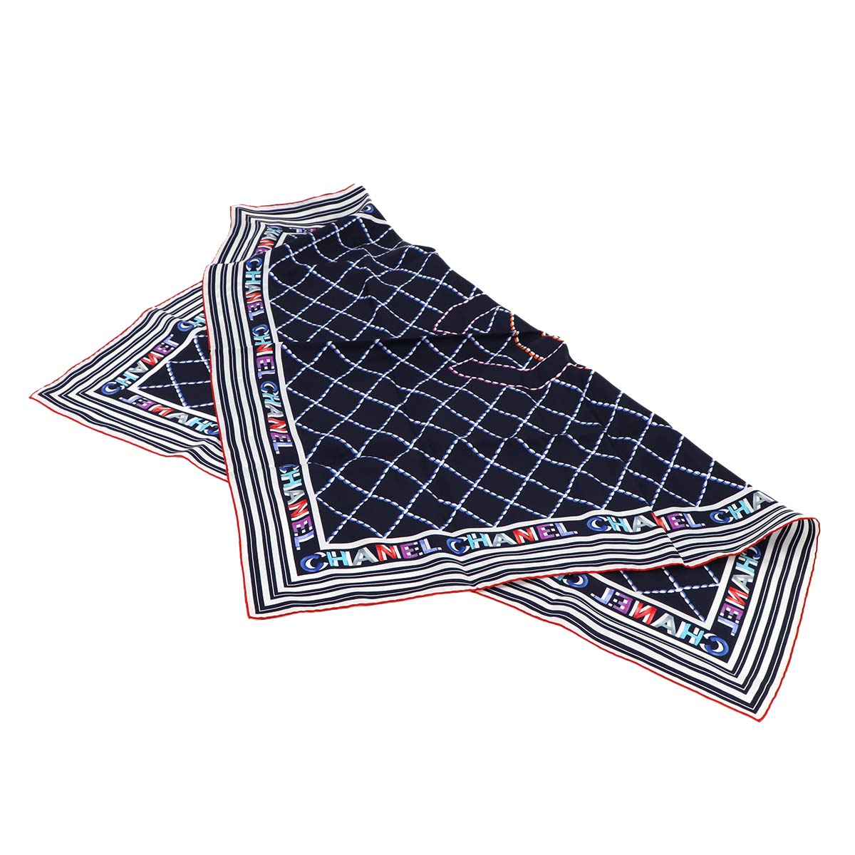 Matelasse Coco Logos Scarf Silk 100% Navy Accessory