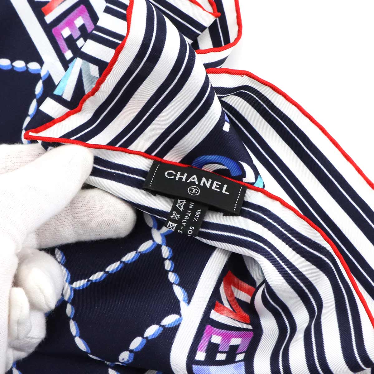 Matelasse Coco Logos Scarf Silk 100% Navy Accessory