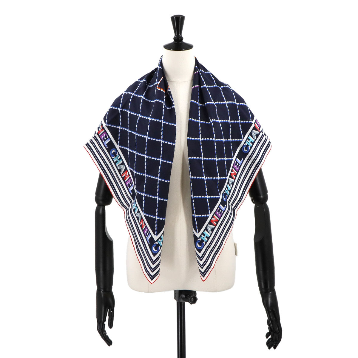 Matelasse Coco Logos Scarf Silk 100% Navy Accessory