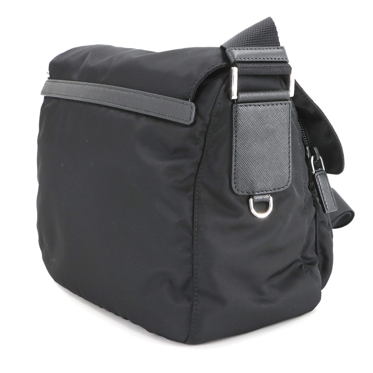 Shoulder Bag Nylon Saffiano Leather Nero Black 1BD953 Purse