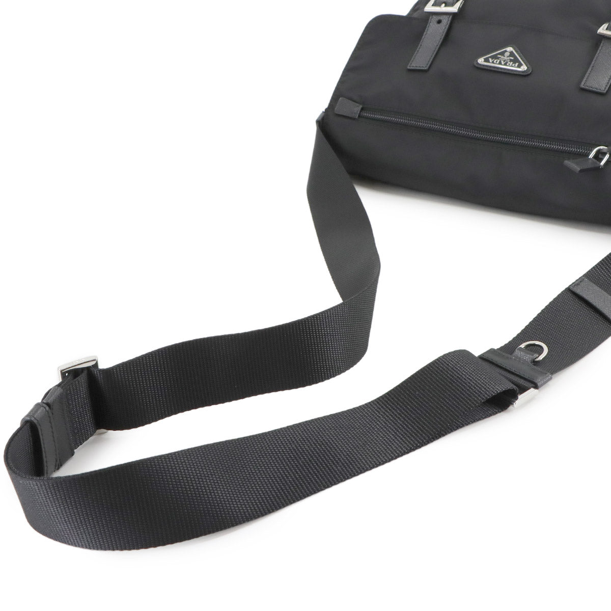 Shoulder Bag Nylon Saffiano Leather Nero Black 1BD953 Purse