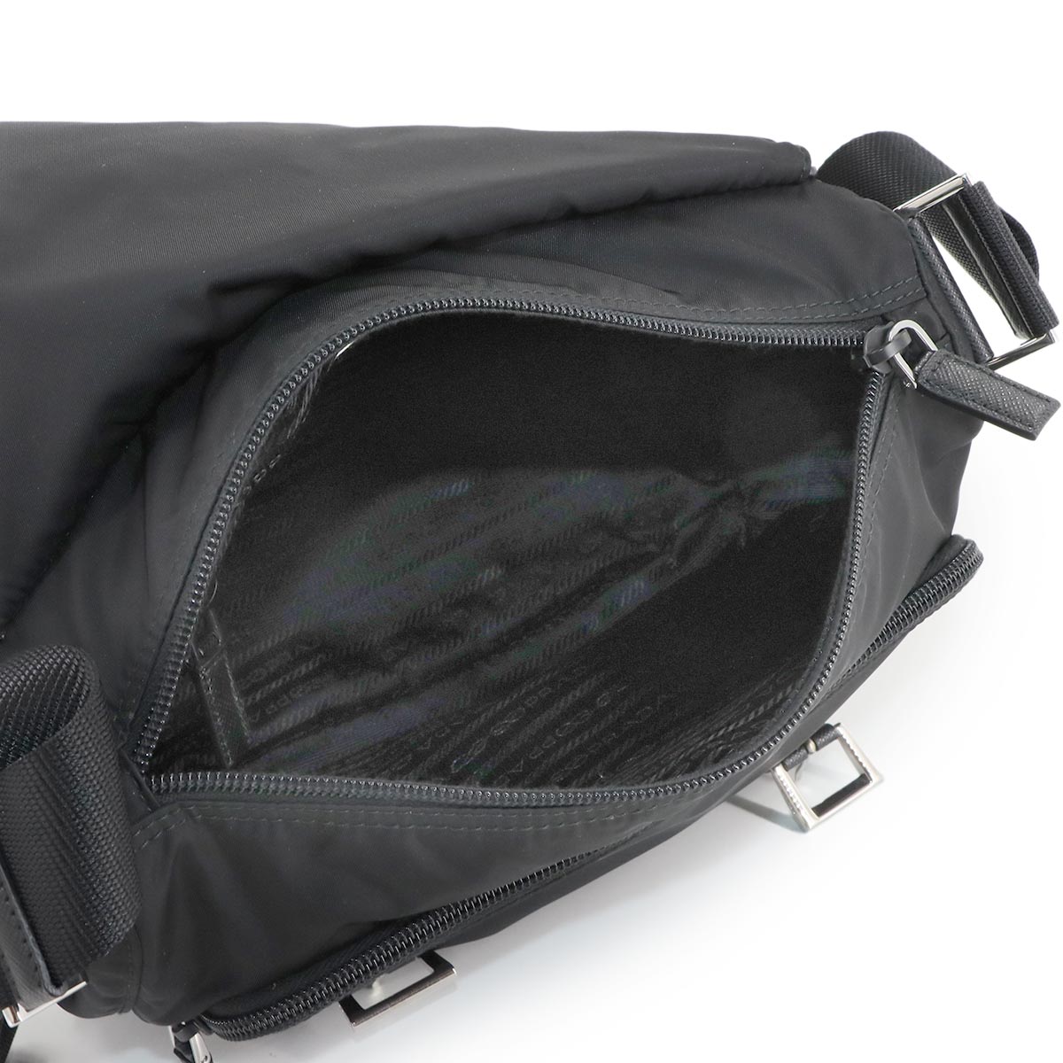 Shoulder Bag Nylon Saffiano Leather Nero Black 1BD953 Purse