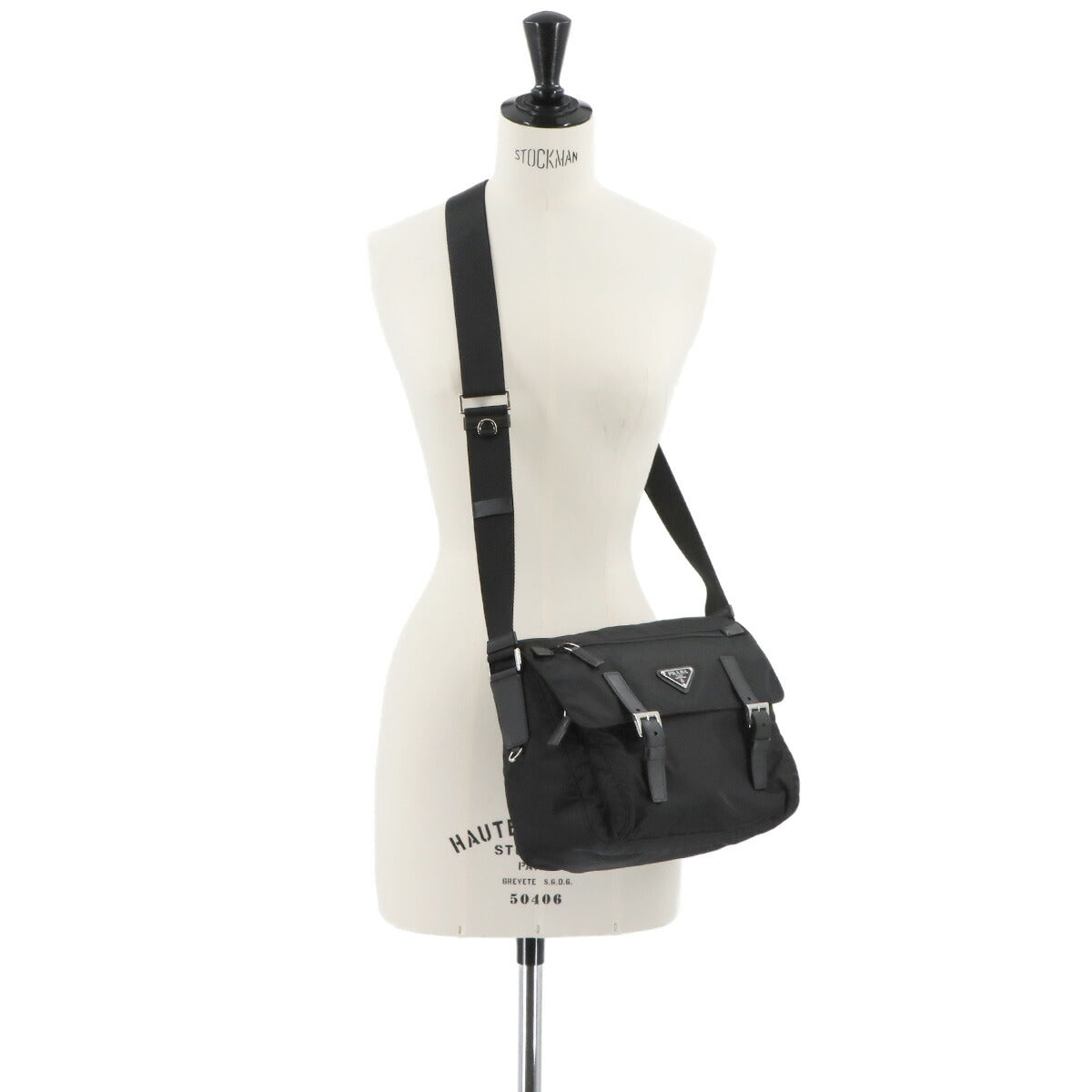 Shoulder Bag Nylon Saffiano Leather Nero Black 1BD953 Purse