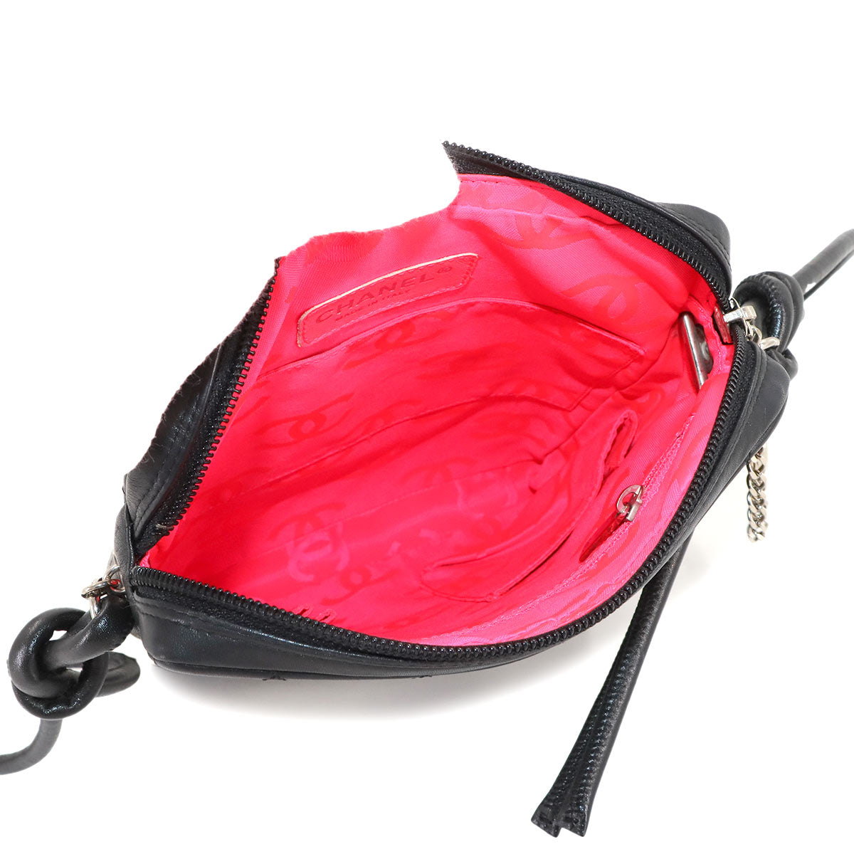 Cambon Line Shoulder Bag Leather Black A25178 Purse