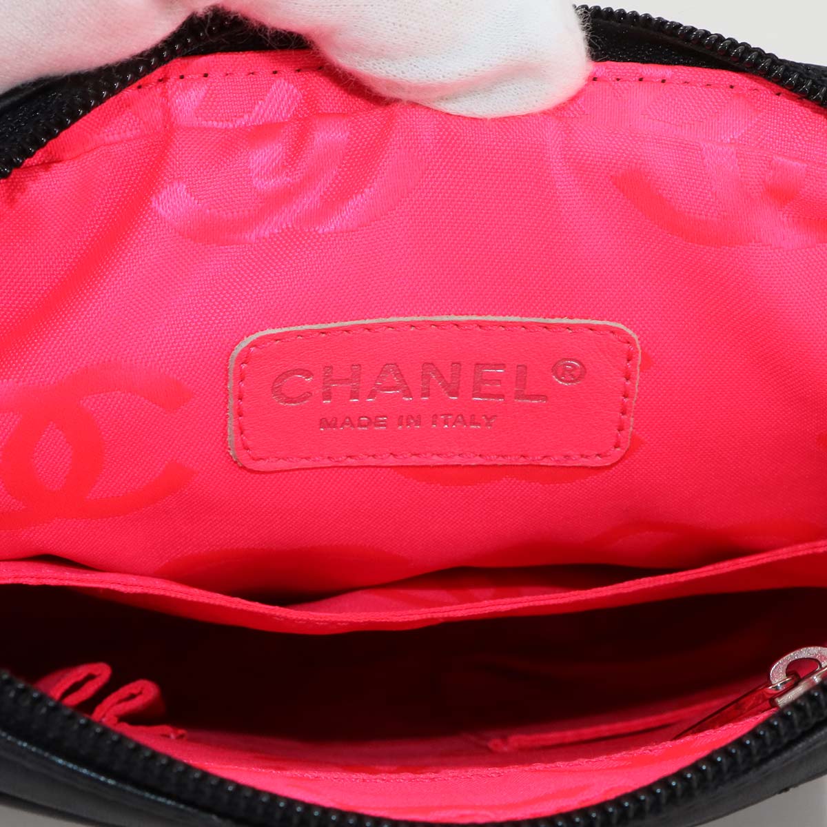 Cambon Line Shoulder Bag Leather Black A25178 Purse