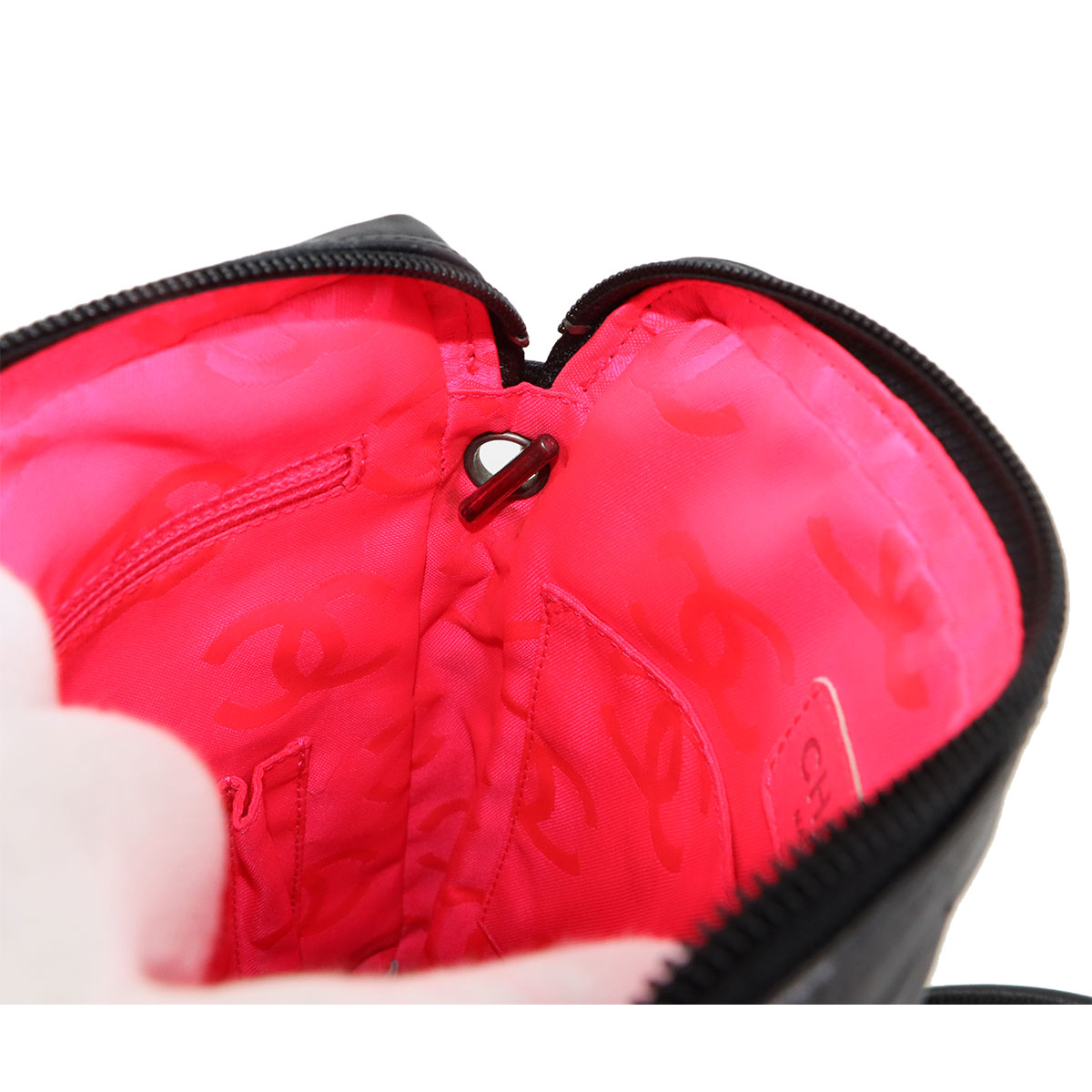 Cambon Line Shoulder Bag Leather Black A25178 Purse