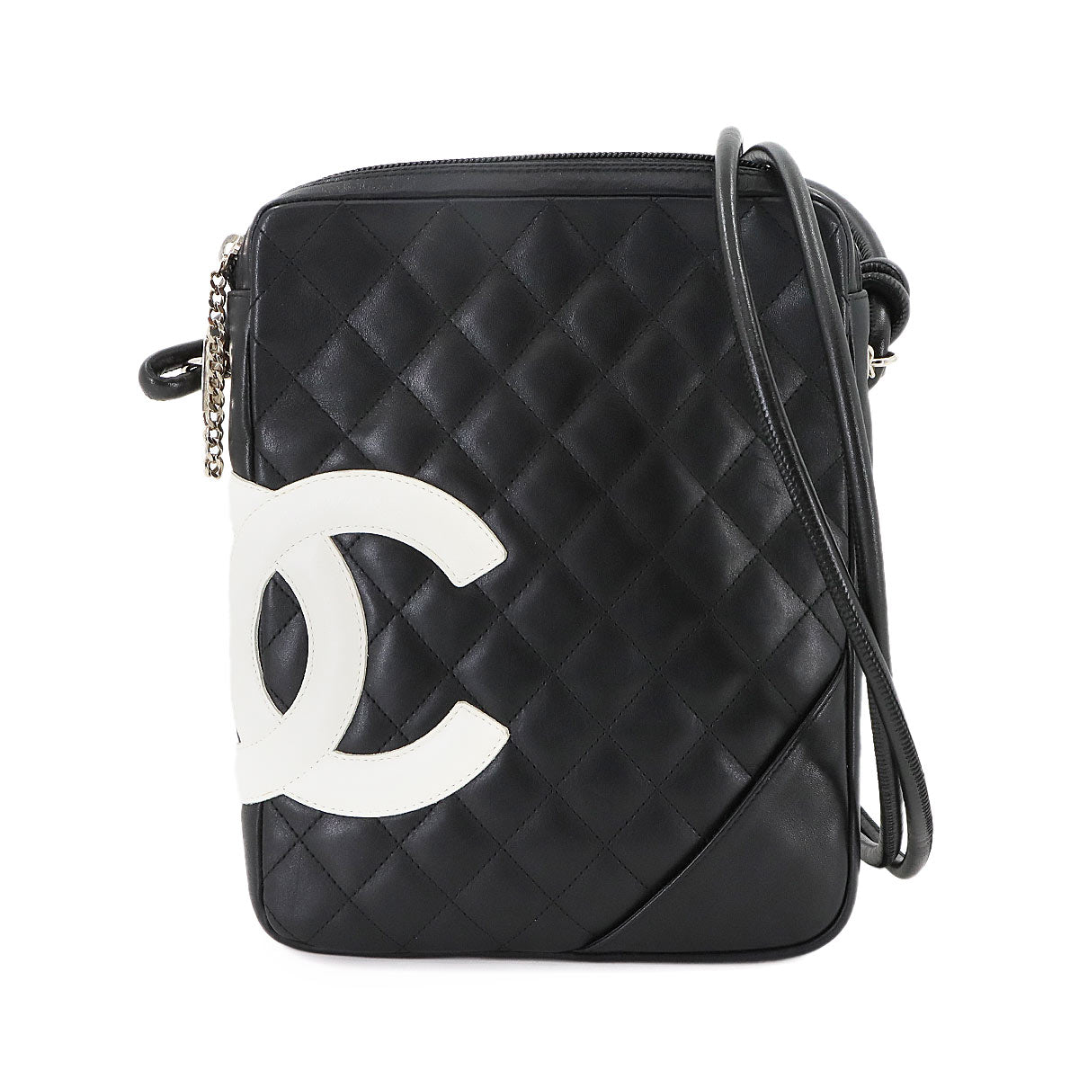 Cambon Line Shoulder Bag Leather Black A25178 Purse