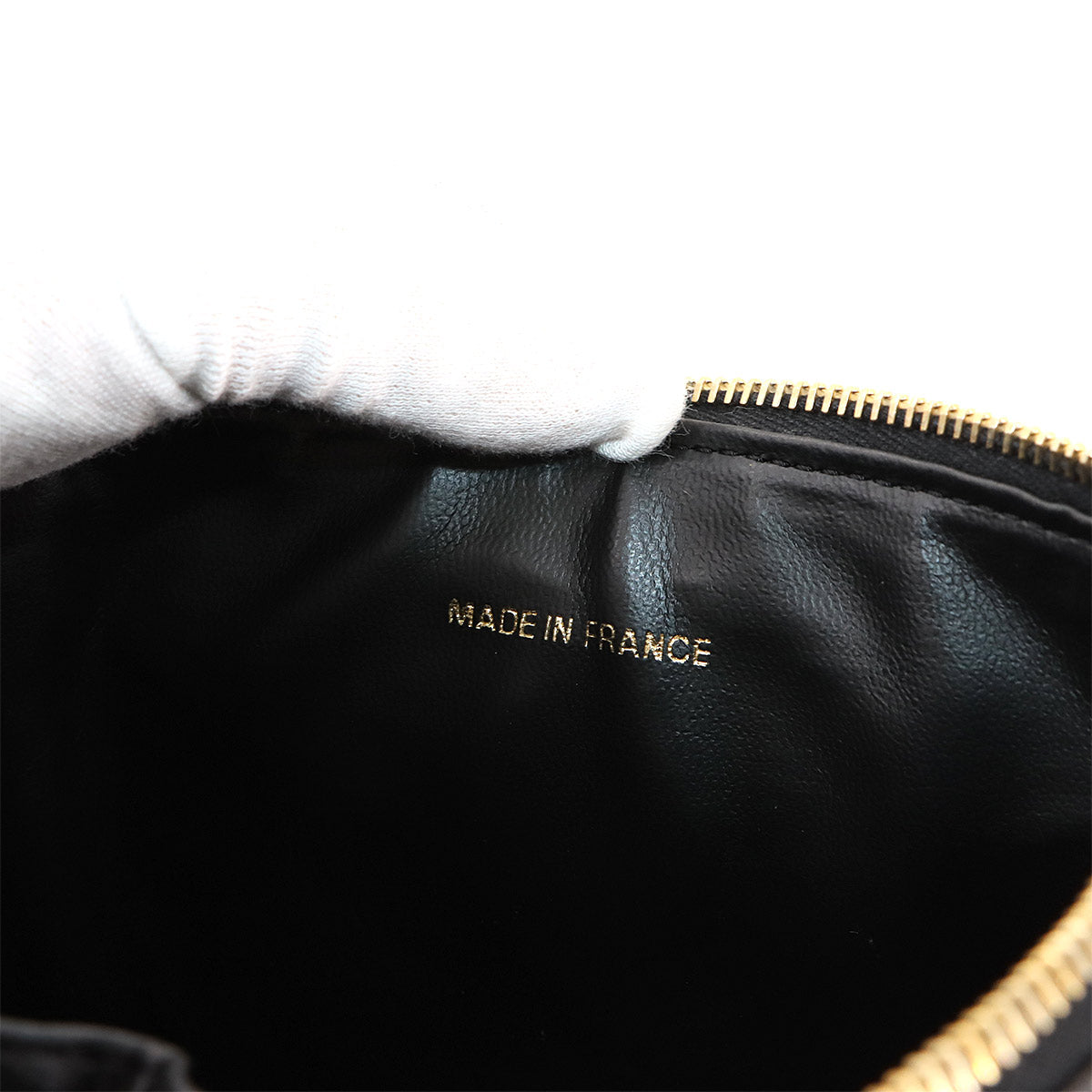 Vanity Hand Bag Caviar Skin Leather Black A01998 Vintage Purse