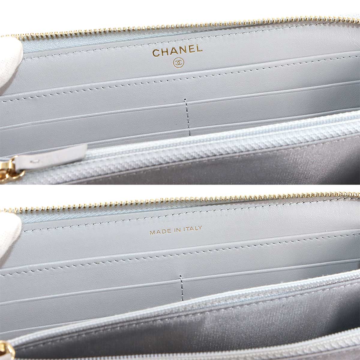 CHANEL 19 Zipped Around Long Wallet Leather Light Blue AP1063