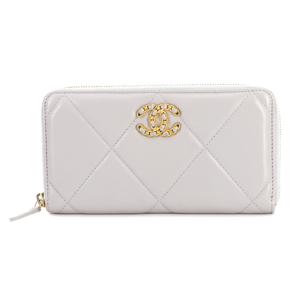 CHANEL 19 Zipped Around Long Wallet Leather Light Blue AP1063