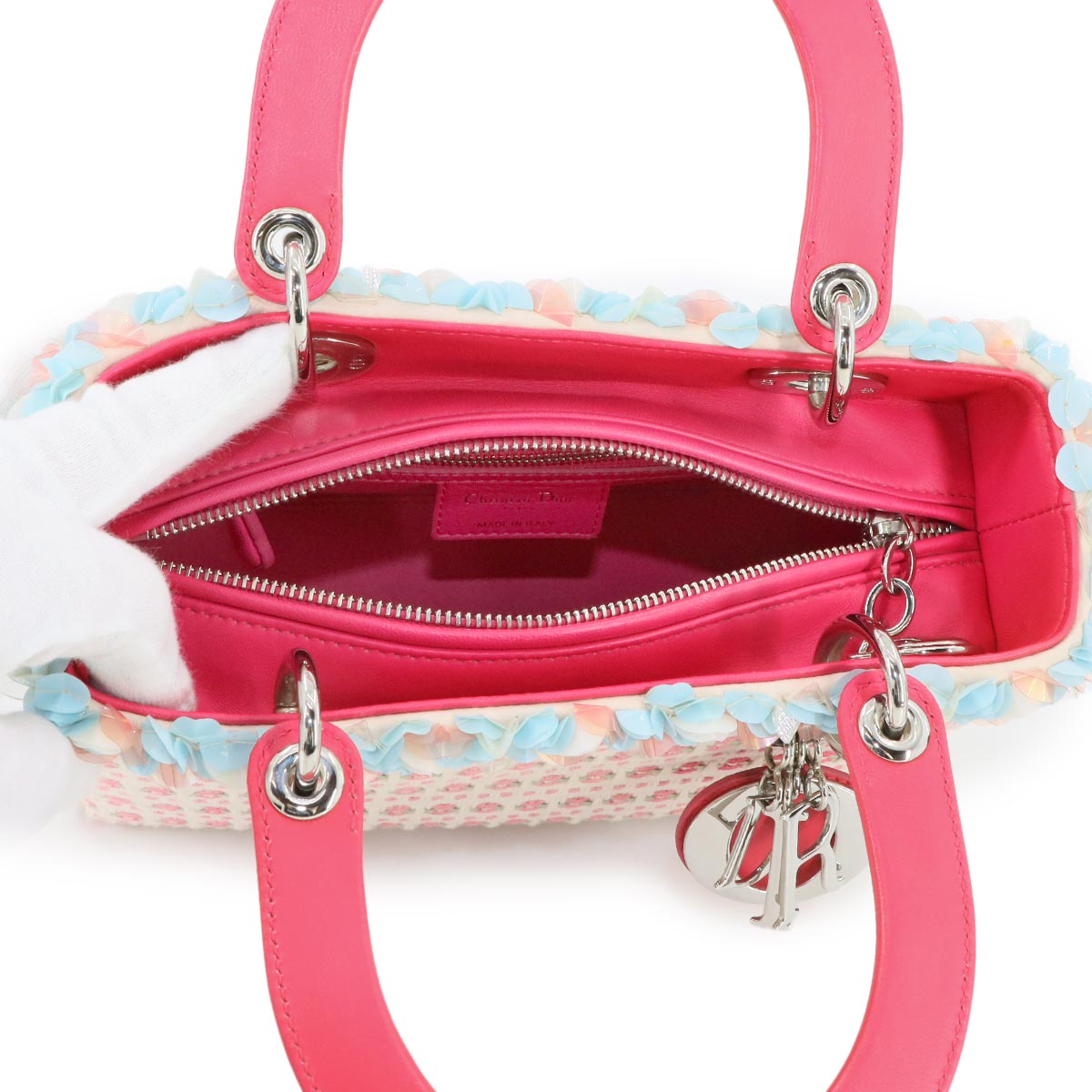 Lady Dior Medium Hand Shoulder Bag Leather Pink