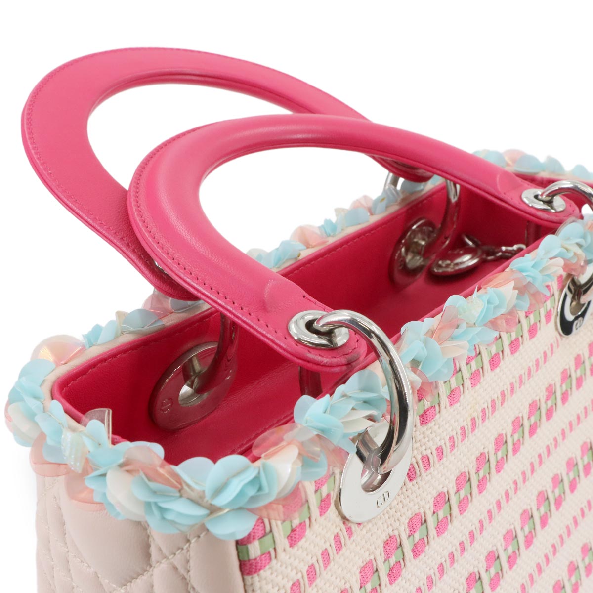 Lady Dior Medium Hand Shoulder Bag Leather Pink